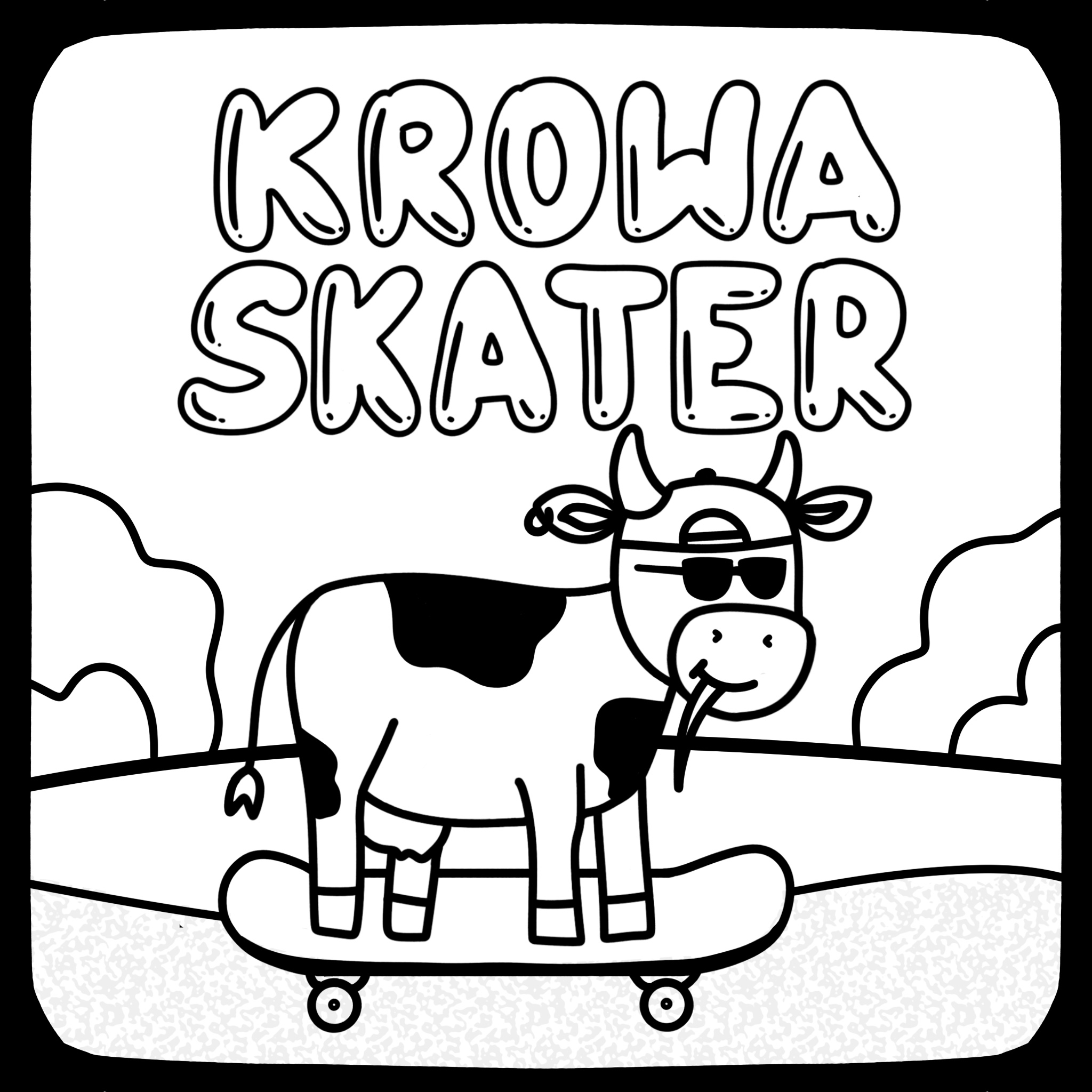 krowa skejter bohater karty pracy krowa skejter karty pracy dla dzieci do druku PDF z bohaterem deskorolka deska